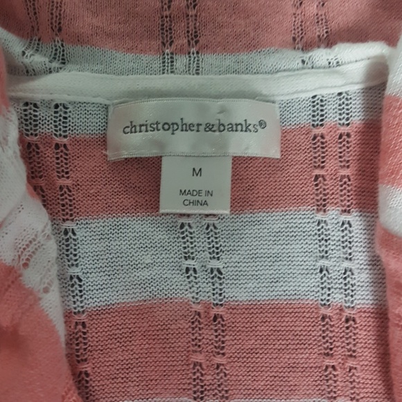 Christopher & Banks Pink Striped Cardigan - Picture 2 of 4